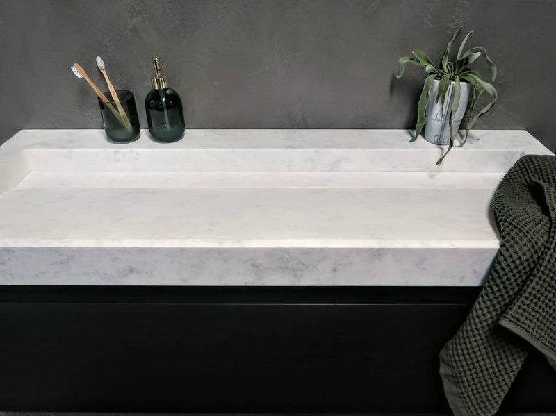 Mastello solid surface enkele wastafel Cascate mat marmer zonder kraangat - 70 cm