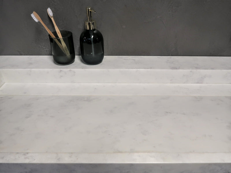 Mastello solid surface enkele wastafel Cascate mat marmer zonder kraangat - 70 cm