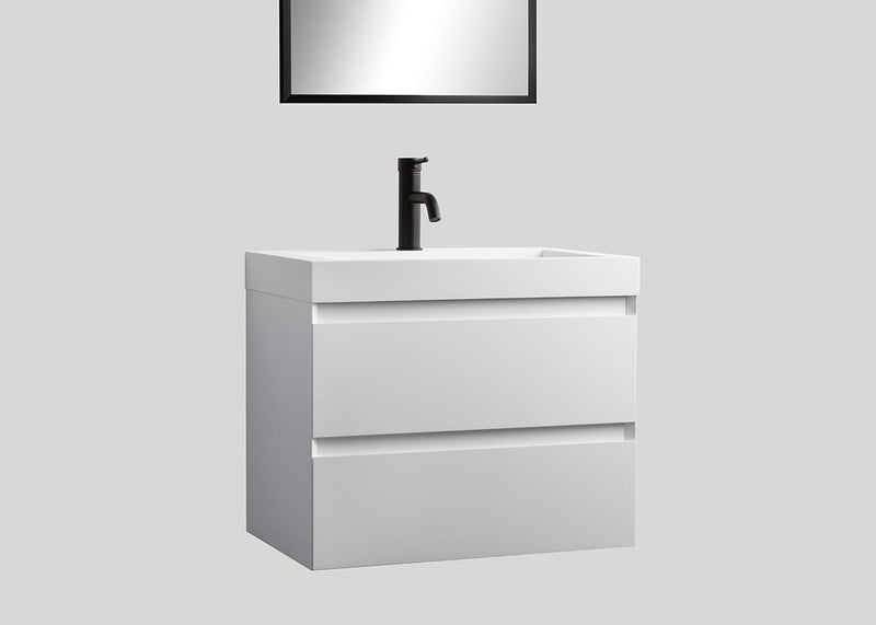 Mastello solid surface enkele wastafel Cascate mat wit zonder kraangat - 60 cm