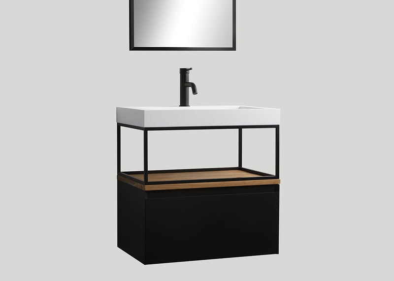 Mastello solid surface enkele wastafel Cascate mat wit zonder kraangat - 60 cm