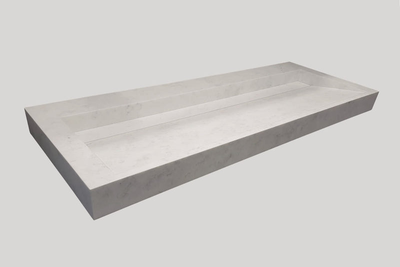 Mastello teak badmeubel Loft en solid surface wastafel Cascate vrijhangend mat marmer - 100 cm