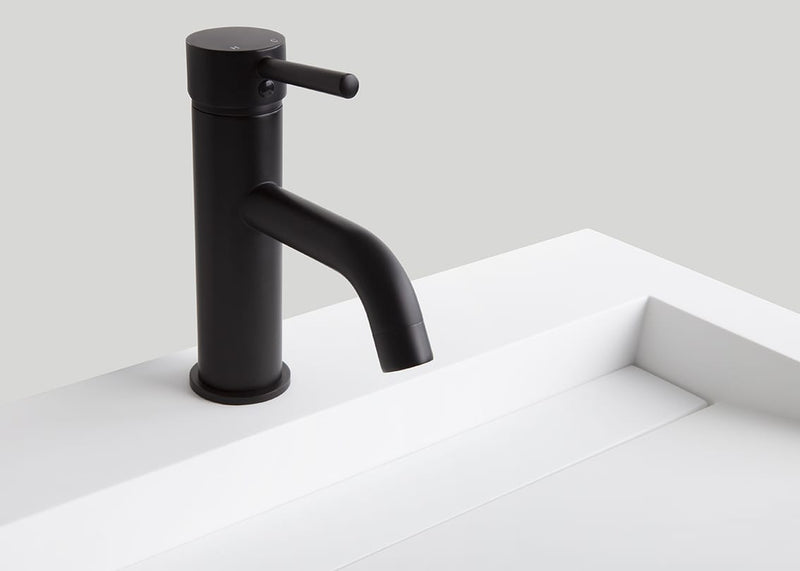 Mastello teak badmeubel Loft en solid surface wastafel Cascate vrijhangend mat wit zonder kraangat - 60 cm