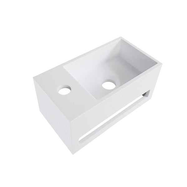 Mastello solid surface toiletfontein Solid Cube links mat wit (1 kr.gt) - 36 cm