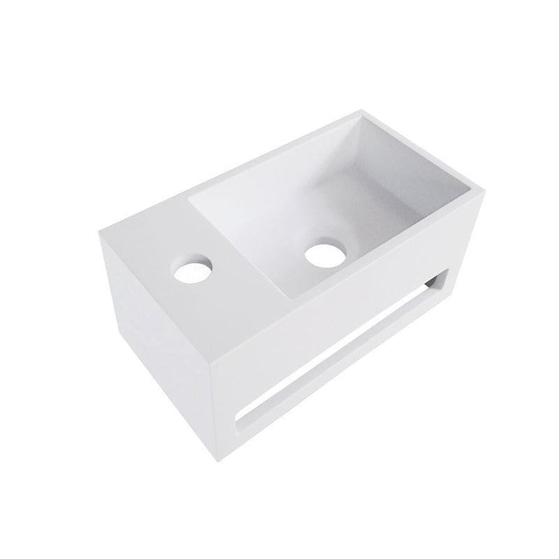 Mastello solid surface toiletfontein Solid Cube links mat wit (1 kr.gt) - 36 cm