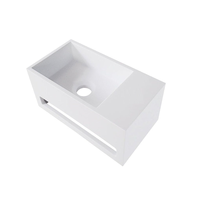 Djati solid surface toiletfontein Solid Cube rechts mat wit (0 kr.gt) - 36 cm