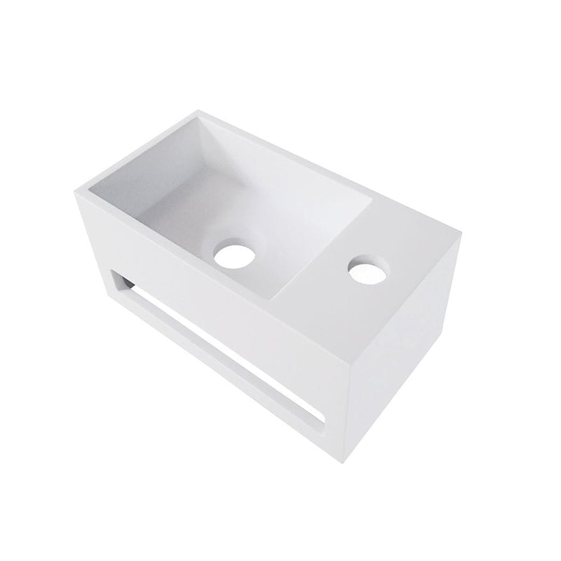 Mastello solid surface toiletfontein Solid Cube rechts mat wit (1 kr.gt) - 36 cm