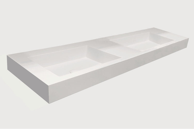 Djati solid surface dubbele wastafel Solid Stretto mat wit (2 kr.gt) - 120 cm