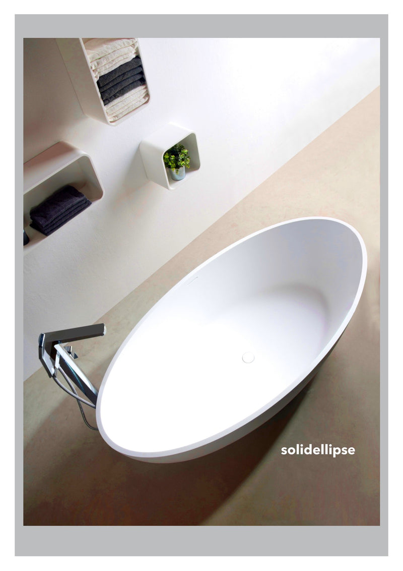 Ideavit solid surface vrijstaand bad Solidellipse mat wit - 180 cm