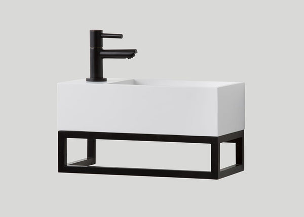 Mastello stalen frame en polystone toiletfontein links glans wit met kraangat - 36 cm