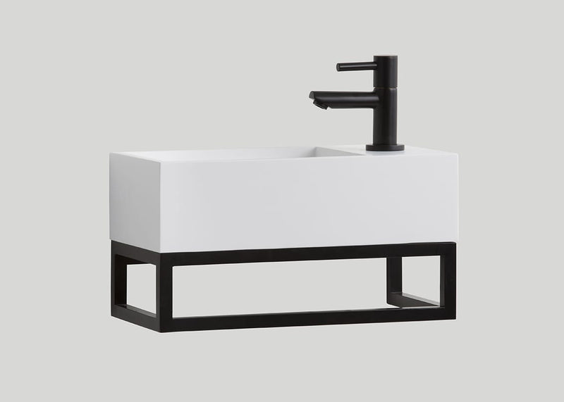 Mastello stalen frame en solid surface toiletfontein mat wit zonder kraangat - 36 cm