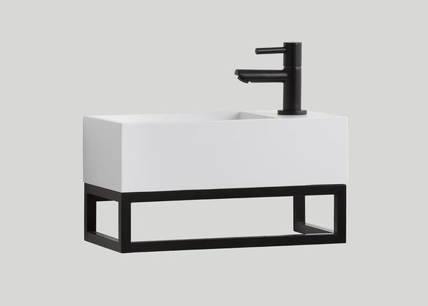 Mastello stalen frame en solid surface toiletfontein mat wit met kraangat - 36 cm