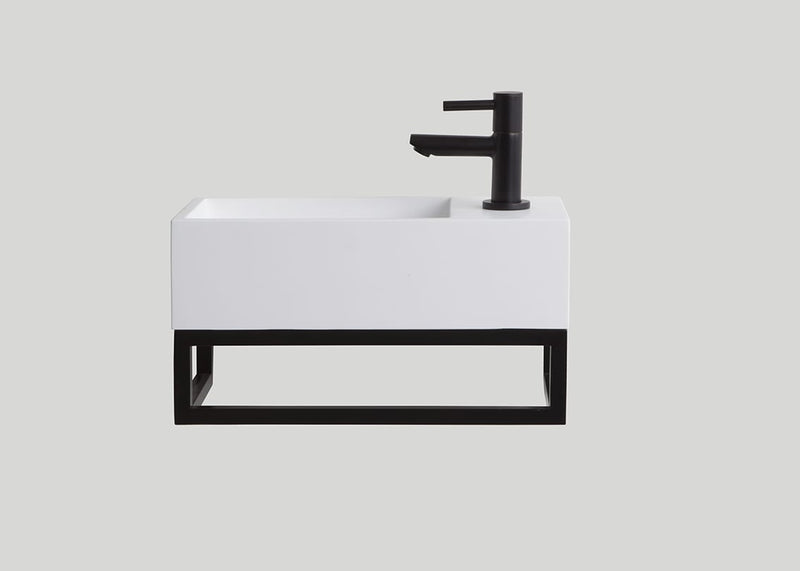 Mastello stalen frame en solid surface toiletfontein mat wit zonder kraangat - 36 cm