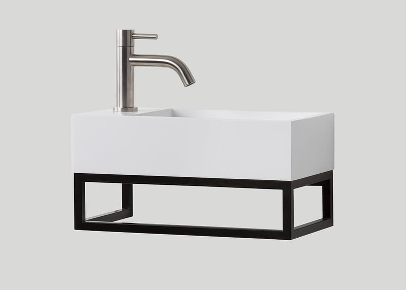 Mastello stalen frame en polystone toiletfontein links glans wit met kraangat - 40 cm
