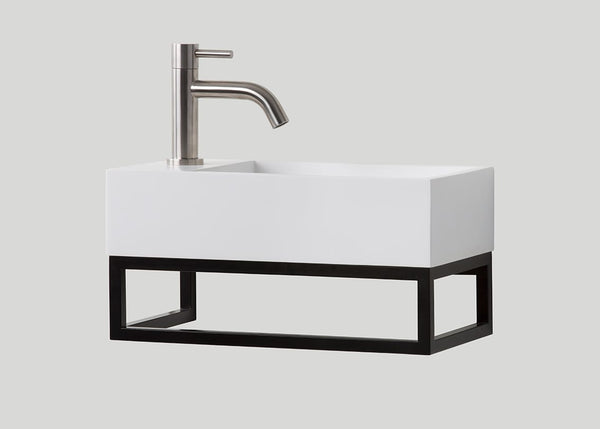 Mastello stalen frame en polystone toiletfontein links glans wit zonder kraangat - 40 cm
