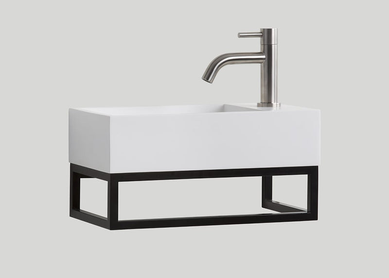 Mastello stalen frame en polystone toiletfontein rechts glans wit met kraangat - 40 cm