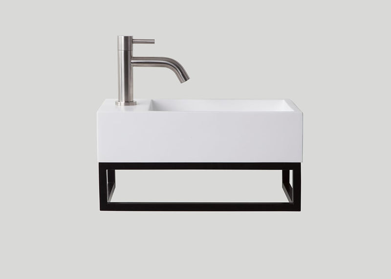 Mastello stalen frame en polystone toiletfontein links glans wit met kraangat - 40 cm