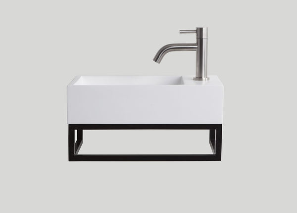 Mastello stalen frame en solid surface toiletfontein mat wit met kraangat - 40 cm