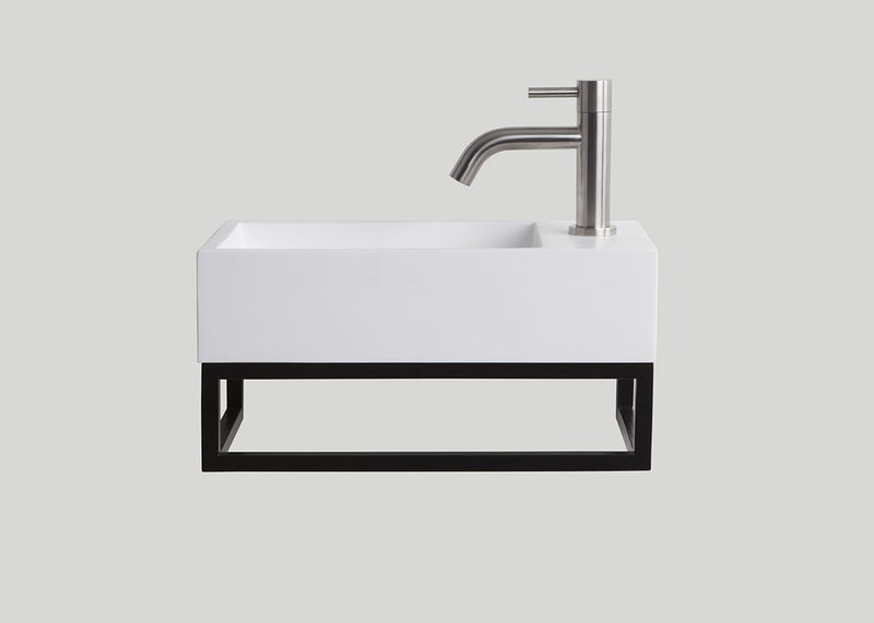 Mastello stalen frame en polystone toiletfontein rechts glans wit met kraangat - 40 cm