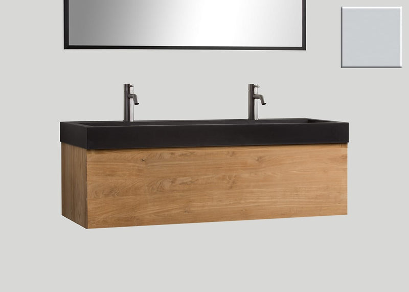 Mastello teak badmeubel Loft en quartz wastafel mat beton grijs met kraangaten - 100 cm