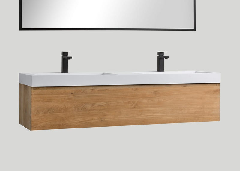 Mastello teak badmeubel Loft (1 lade) en solid surface wastafel Stretto - 120 cm