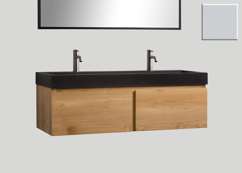 Mastello teak badmeubel Loft (2 lades) en quartz wastafel mat beton grijs met kraangaten - 120 cm