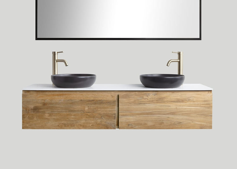 Mastello teak badmeubel Loft met solid surface top mat wit - 140 cm