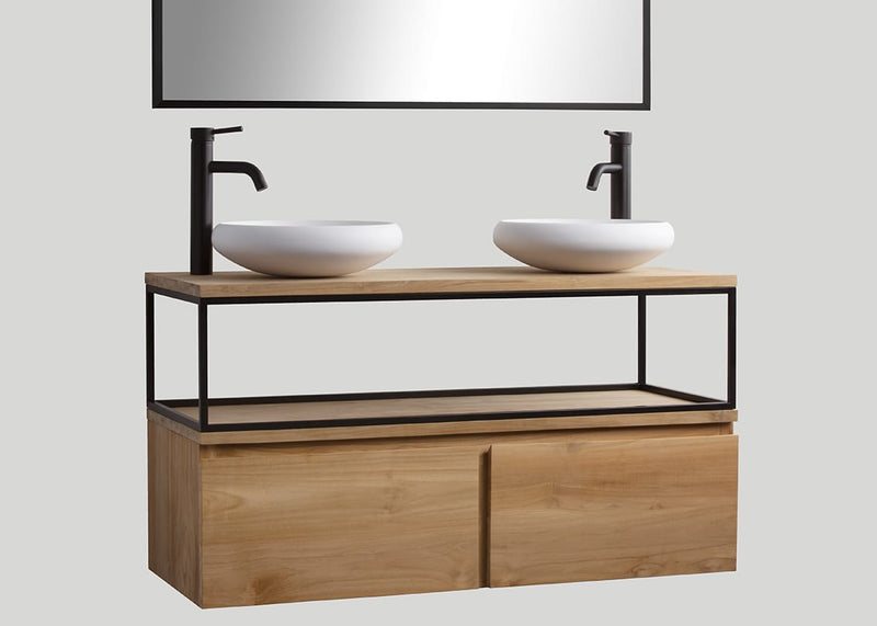 Mastello teak badmeubel Loft met frame en teak top - 140 cm