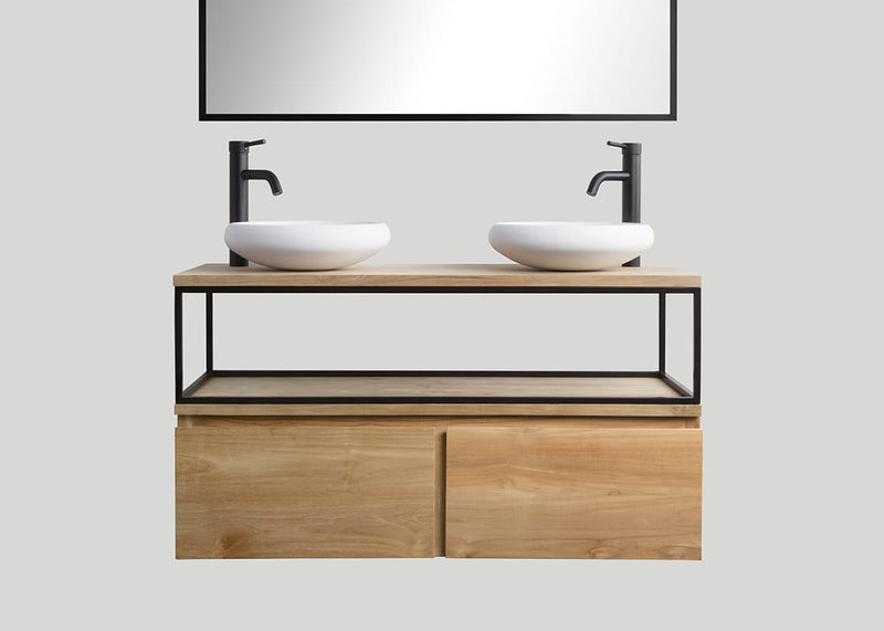 Mastello teak badmeubel Loft met frame en teak top - 140 cm