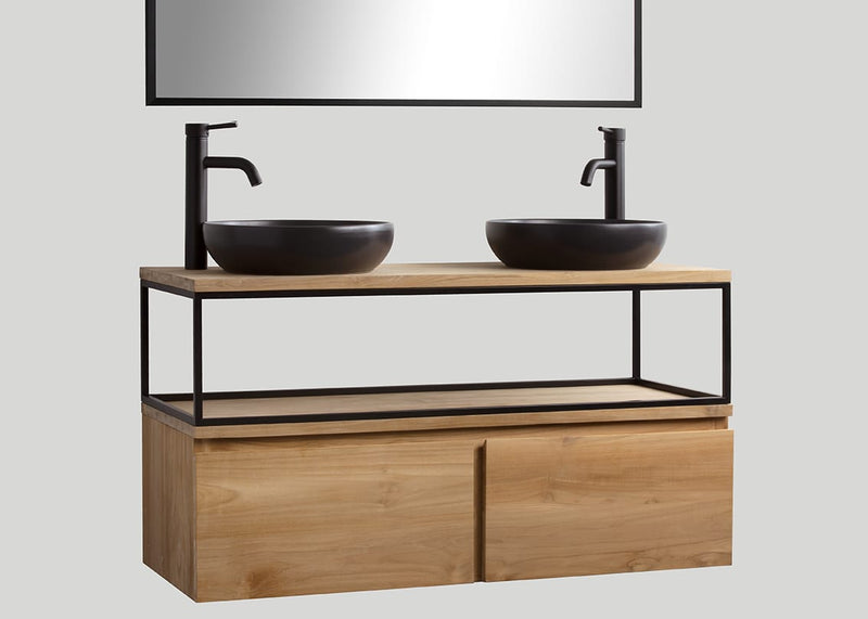 Mastello teak badmeubel Loft met frame en teak top - 140 cm