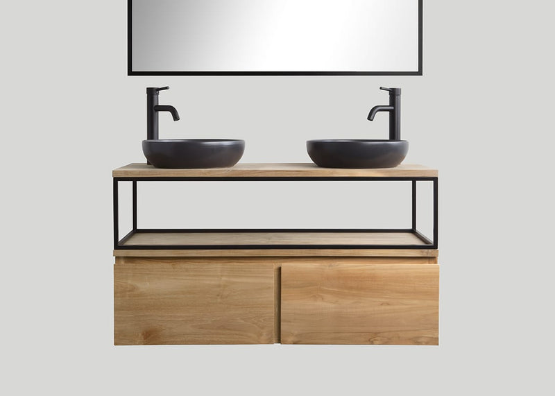 Mastello teak badmeubel Loft met frame en teak top - 140 cm
