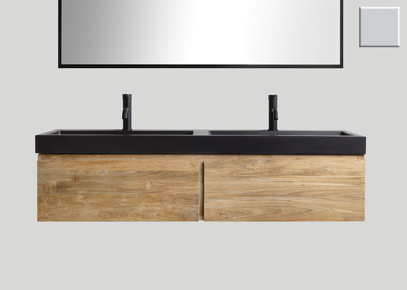 Mastello teak badmeubel Loft en quartz wastafel mat beton grijs met kraangaten - 180 cm