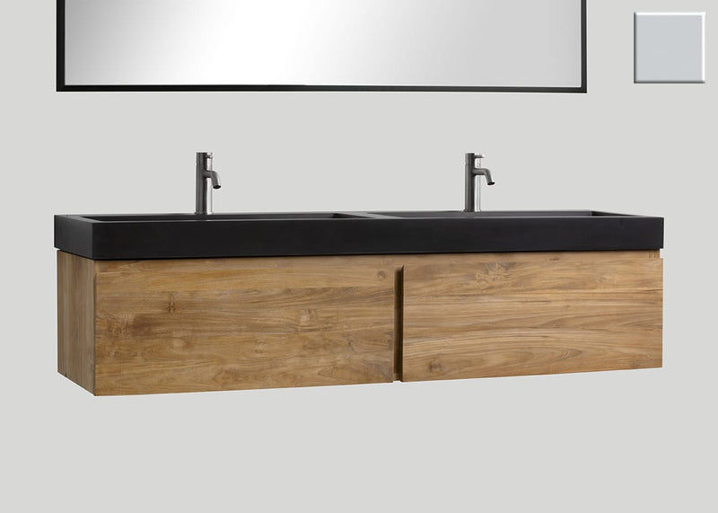 Mastello teak badmeubel Loft en quartz wastafel mat beton grijs met kraangaten - 180 cm