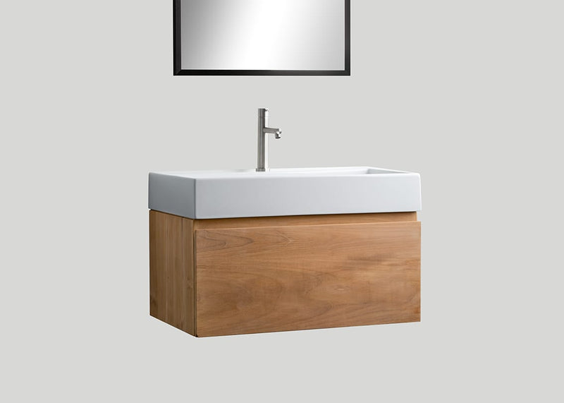 Mastello teak badmeubel Loft en keramiek wastafel glans wit met kraangat - 70 cm