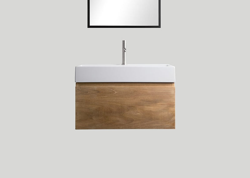Mastello teak badmeubel Loft en keramiek wastafel glans wit zonder kraangat - 60 cm