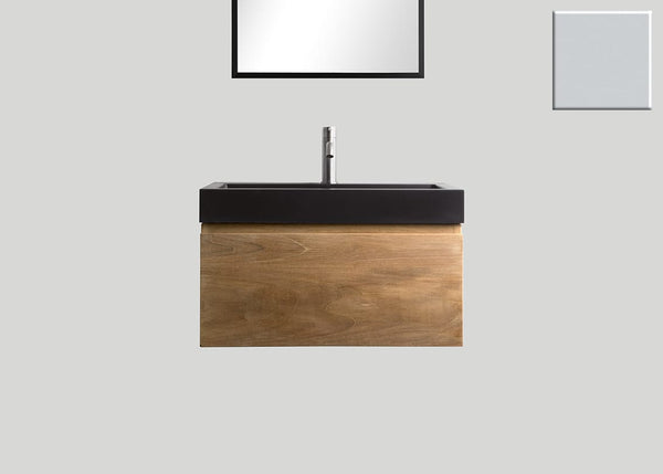 Mastello teak badmeubel Loft en quartz wastafel mat beton grijs met kraangat - 100 cm