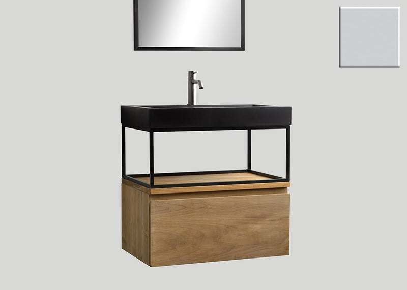 Mastello teak badmeubel Loft met frame en quartz wastafel mat beton grijs met kraangat - 70 cm