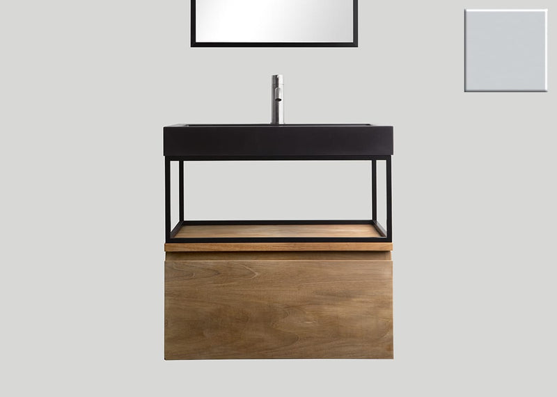 Mastello teak badmeubel Loft met frame en quartz wastafel mat beton grijs met kraangat - 100 cm