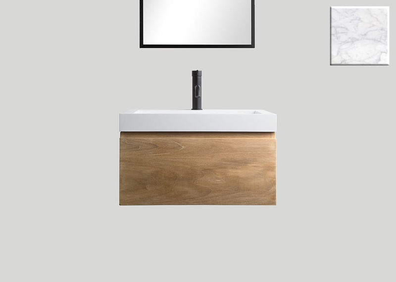 Mastello teak badmeubel Loft en solid surface wastafel Cascate mat marmer met kraangat - 100 cm