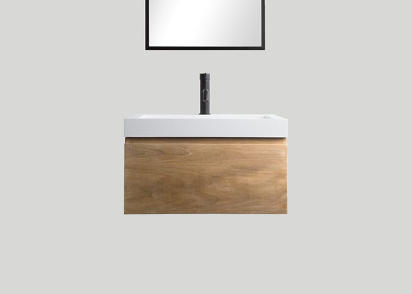 Mastello teak badmeubel Loft en solid surface wastafel Cascate mat wit zonder kraangat - 100 cm