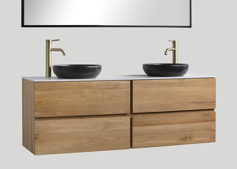 Mastello teak badmeubel Mallorca met solid surface top mat wit - 180 cm