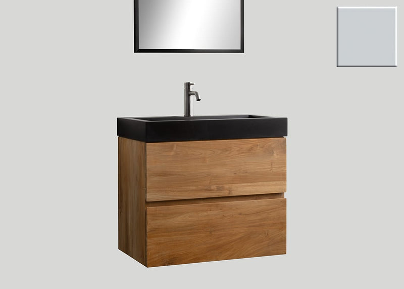 Mastello teak badmeubel Mallorca en quartz wastafel mat beton grijs zonder kraangat - 60 cm