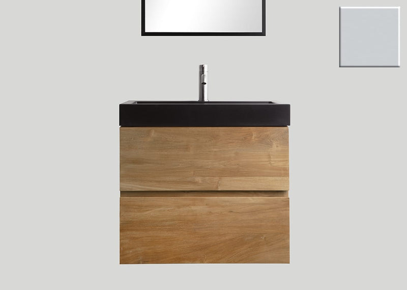 Mastello teak badmeubel Mallorca en quartz wastafel mat beton grijs zonder kraangat - 60 cm