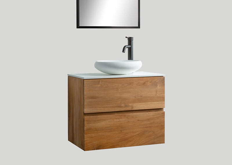 Mastello teak badmeubel Mallorca met solid surface top mat wit - 70 cm