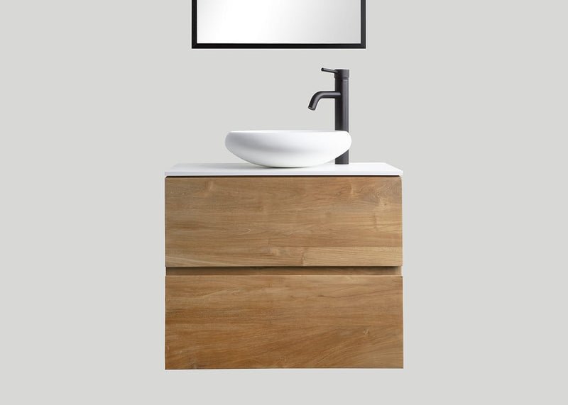 Mastello teak badmeubel Mallorca met solid surface top mat wit - 70 cm