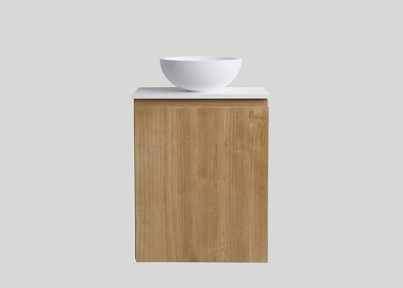 Mastello teak toiletmeubel Bali links met solid surface top mat wit - 36 cm