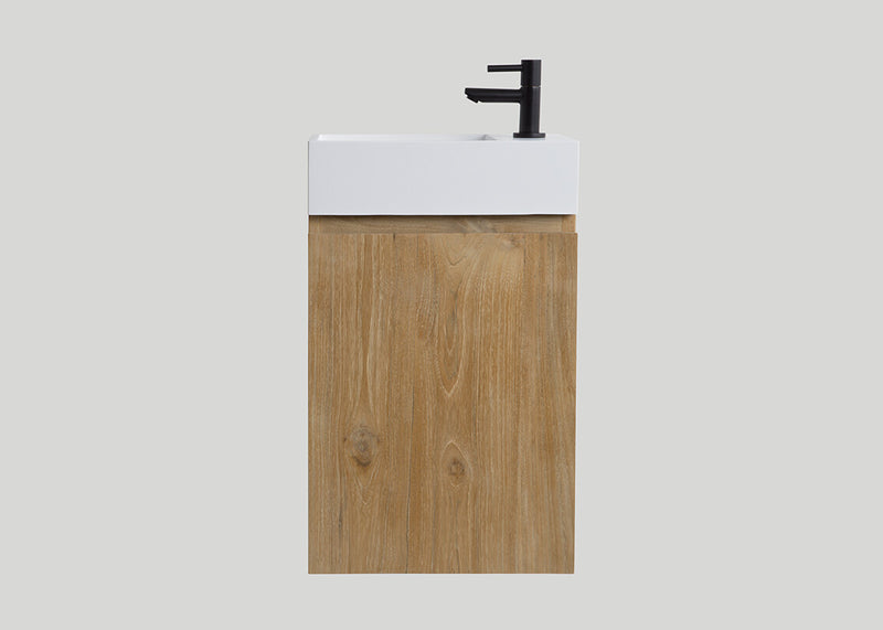 Mastello teak toiletmeubel Bali rechts en solid surface toiletfontein mat wit - 40 cm