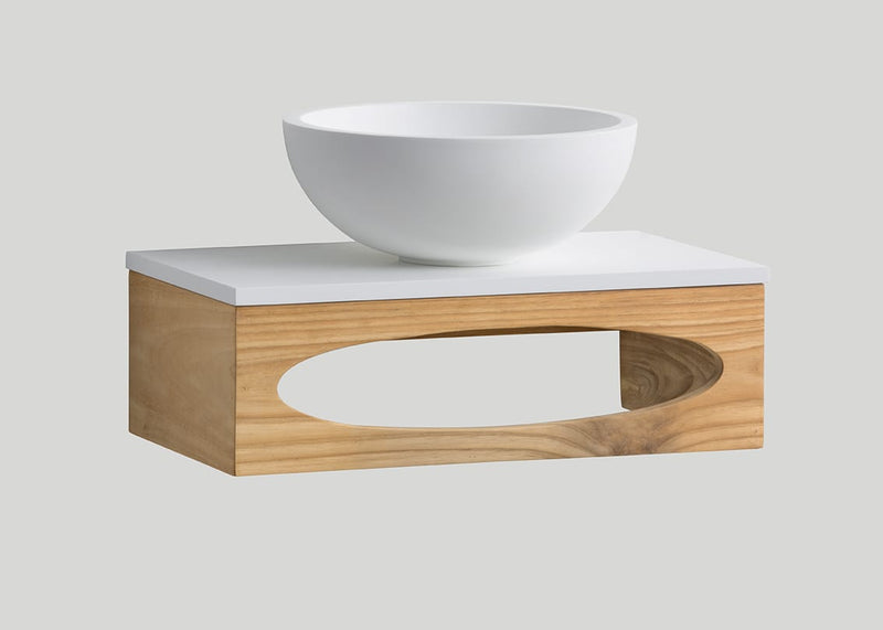 Mastello teak toiletmeubel met mat wit blad 1
