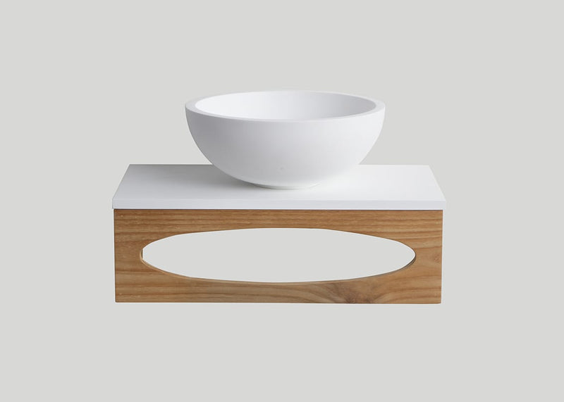 Mastello teak toiletmeubel met mat wit blad